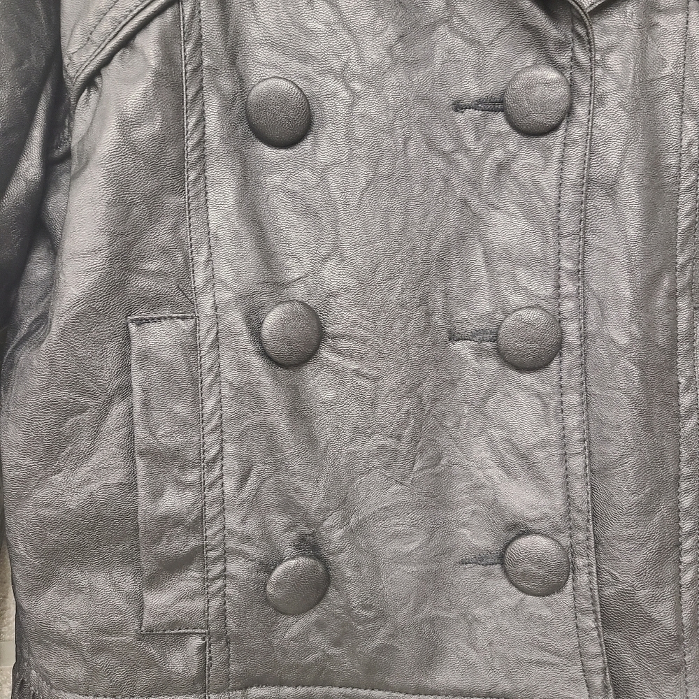 Creazioni Effeci Black Faux Leather Jacket Size Medium - Picture 4 of 9